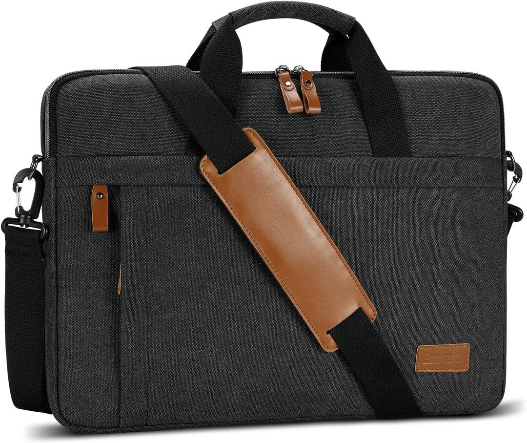 ESTARER Laptoptasche 15,6-17,3 Zoll, wasserabweisende Canvas-Computertasche für Herren, Dunkelgrau 1
