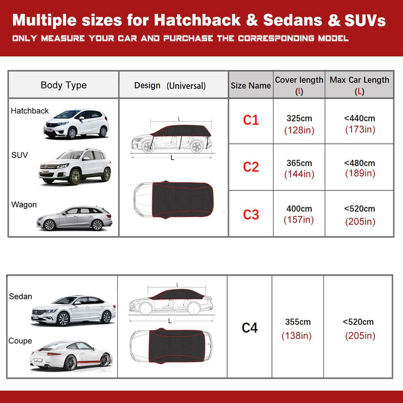 BEXITA Halbgarage Auto Winter Abdeckplane Wasserdichte Outdoor Auto Autoabdeckung Halbe Autoplane Ve