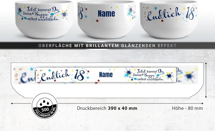 PR Print Royal Geburtstags-Müslischale mit Name selbst gestalten - Suppe selber auslöffeln - Witzige