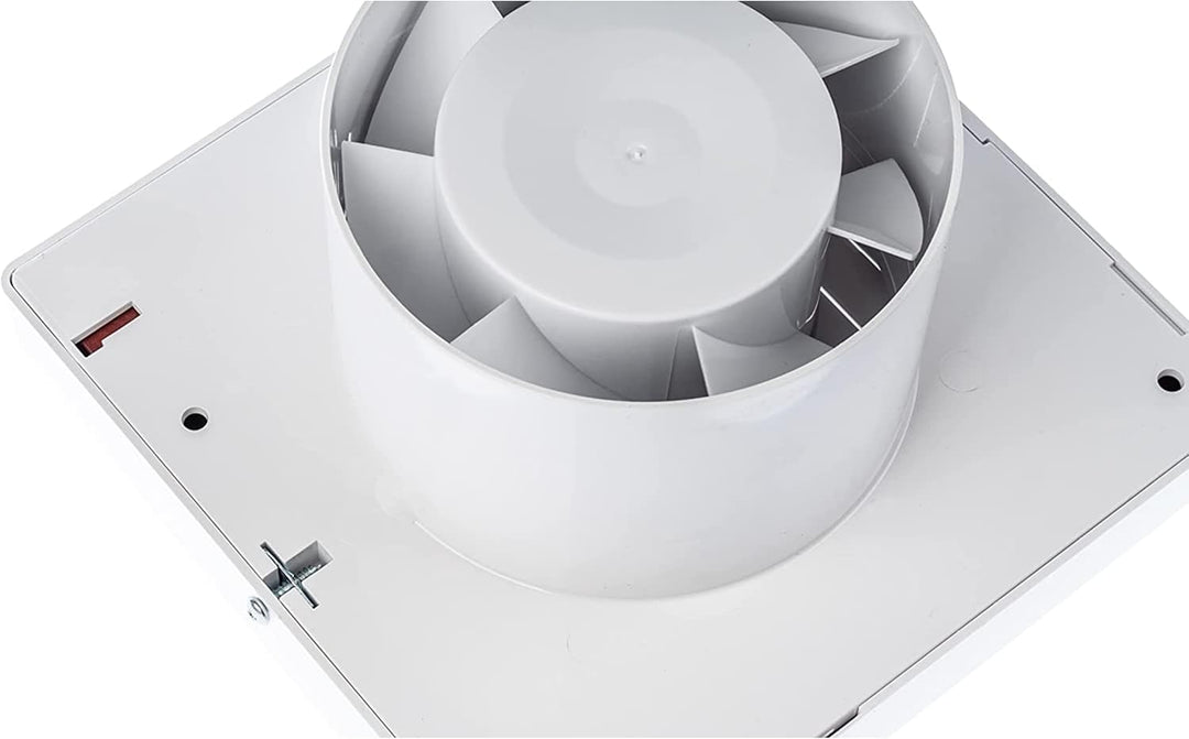 Ø 100mm Badlüfter mit Automatischer Jalousie und Nachlauf-Timer - Ventilator mit Lamellen - Weiss Lü