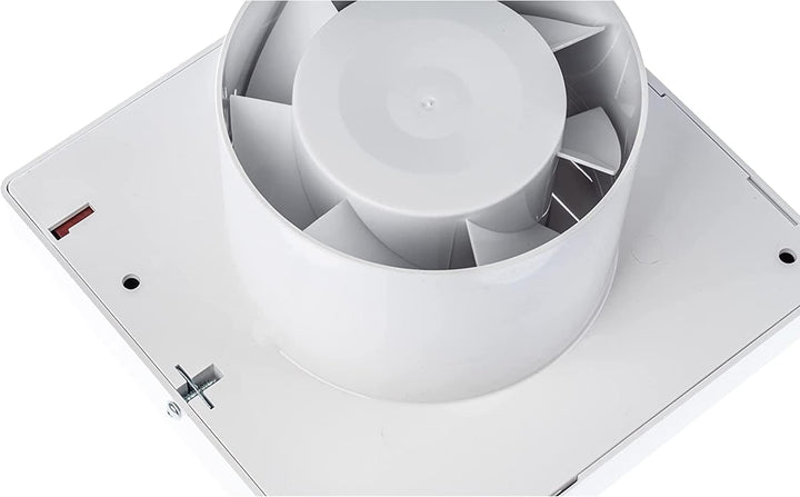 Ø 100mm Badlüfter mit Automatischer Jalousie und Nachlauf-Timer - Ventilator mit Lamellen - Weiss Lü