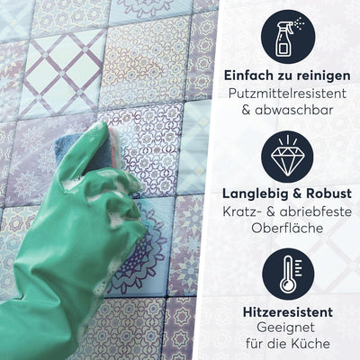 20 Stück Fliesenfolie für Bad und Küche 20x20 cm - Mosaikfliesen, Fliesensticker - selbstklebende Fl
