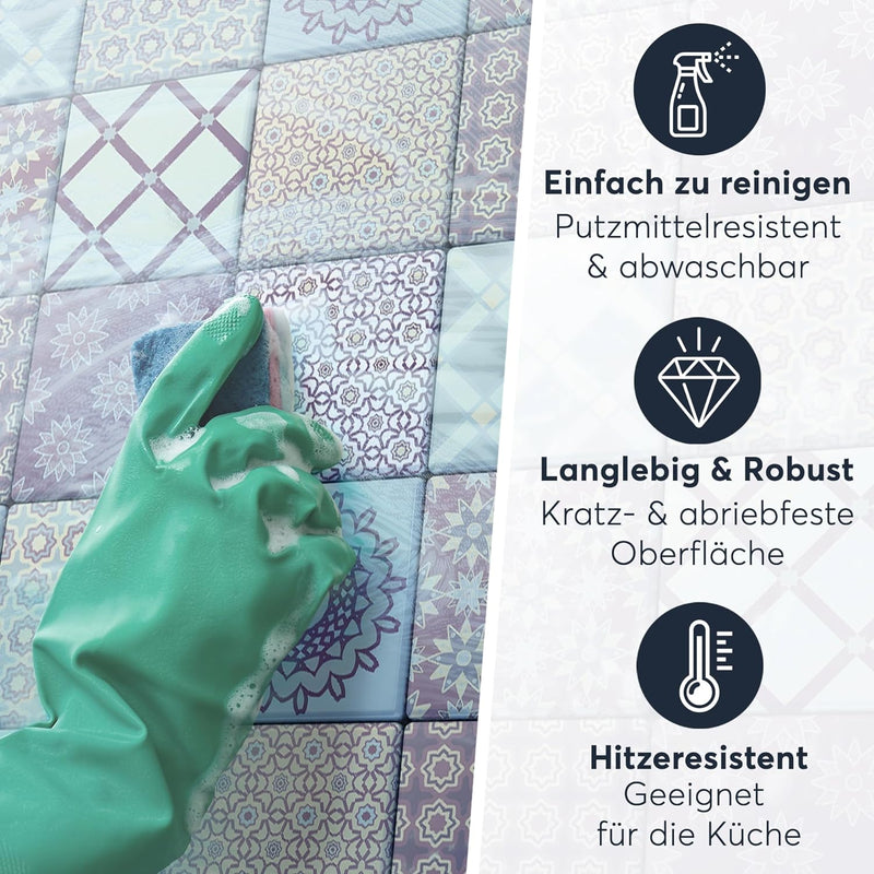 20 Stück Fliesenfolie für Bad und Küche 20x20 cm - Mosaikfliesen, Fliesensticker - selbstklebende Fl