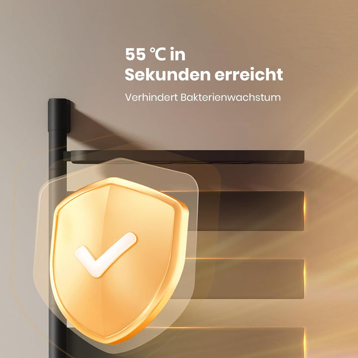 EMKE Handtuchheizkörper Elektrisch, 180° Drehung Badheizkörper Elektrisch mit Lagerregal, Wifi Smart