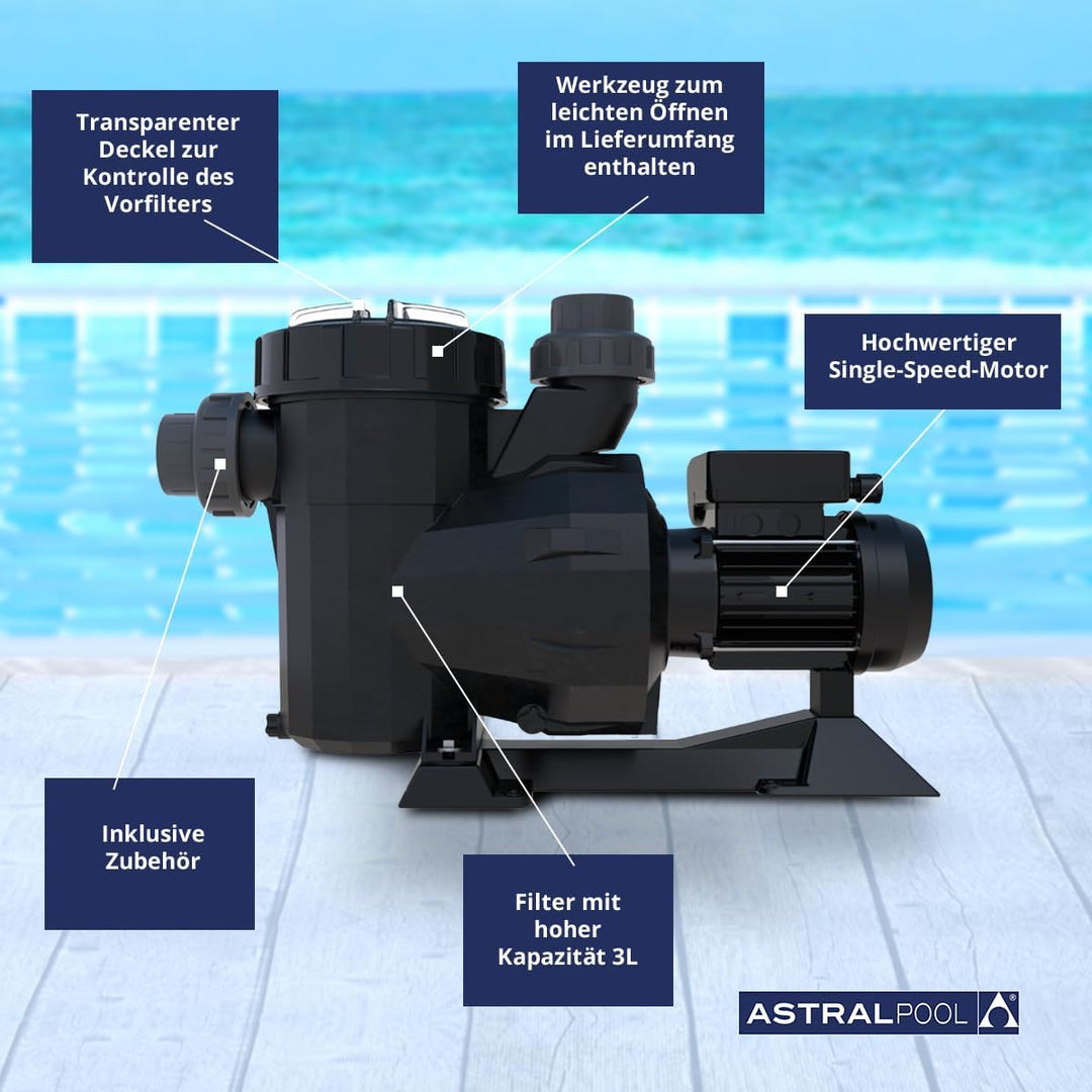 Astral Pool Victoria Plus Poolpumpe 24,0 m³/h 230 Volt 1.5 CV, 1.5 CV