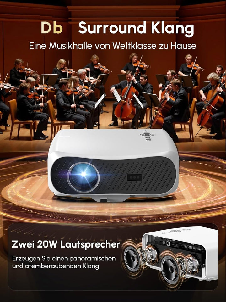 Smart 4K Beamer LED Tageslicht Projektor 2400 ANSI HDR 10 mit WiFi6 Bluetooth5.4 HDMI eARC/CEC, ToF-