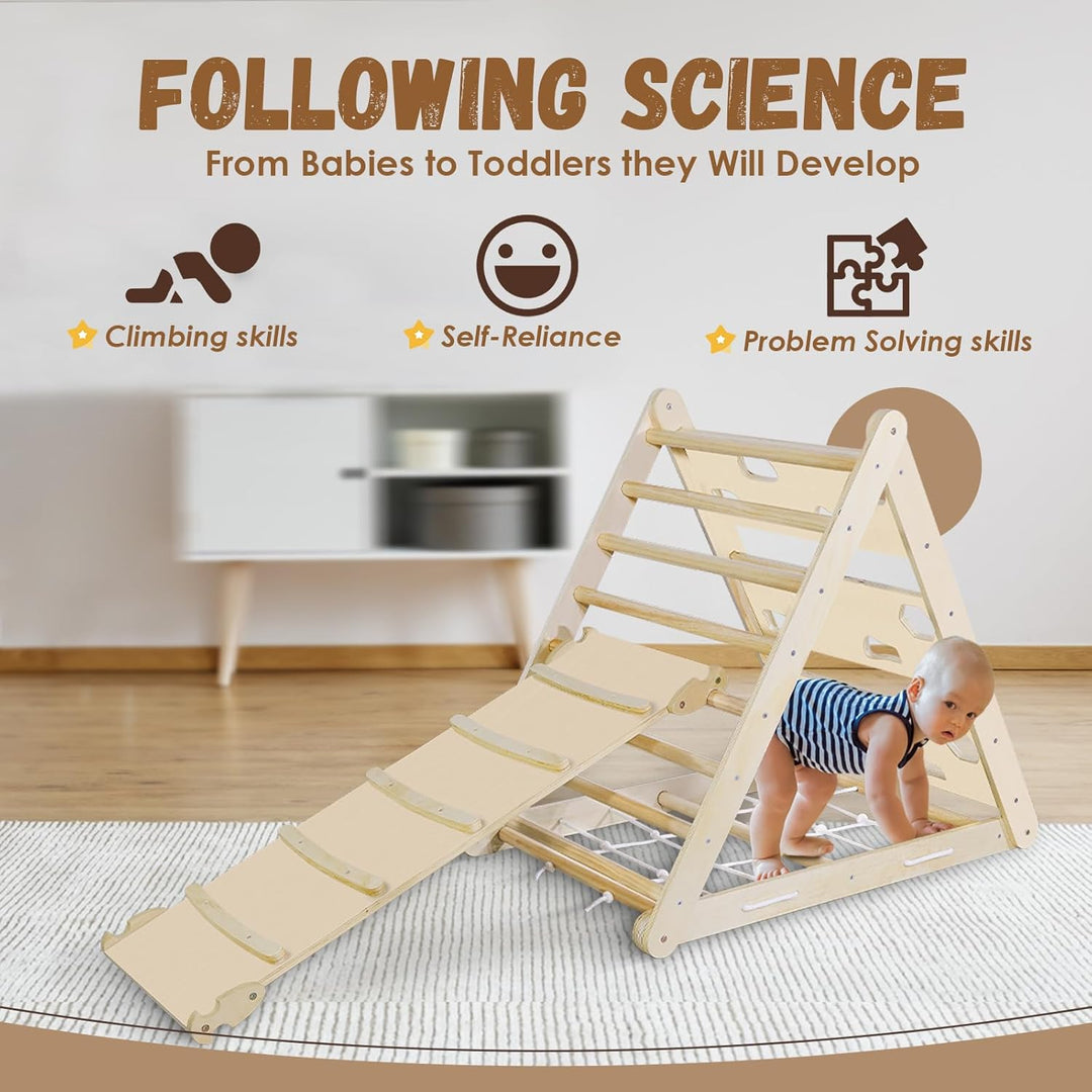 CCLIFE Kletterdreiecke mit Rutsche nach ab 1 Jahr Pikler 5 in 1 Art Holz Indoor für Babys Kinder Kle
