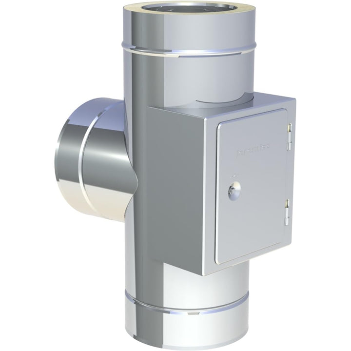 Jeremias DW-FU T-Anschluss 250 mm 87 Grad Edelstahl doppelwandig Abgassystem mit Revision gleiche Hö