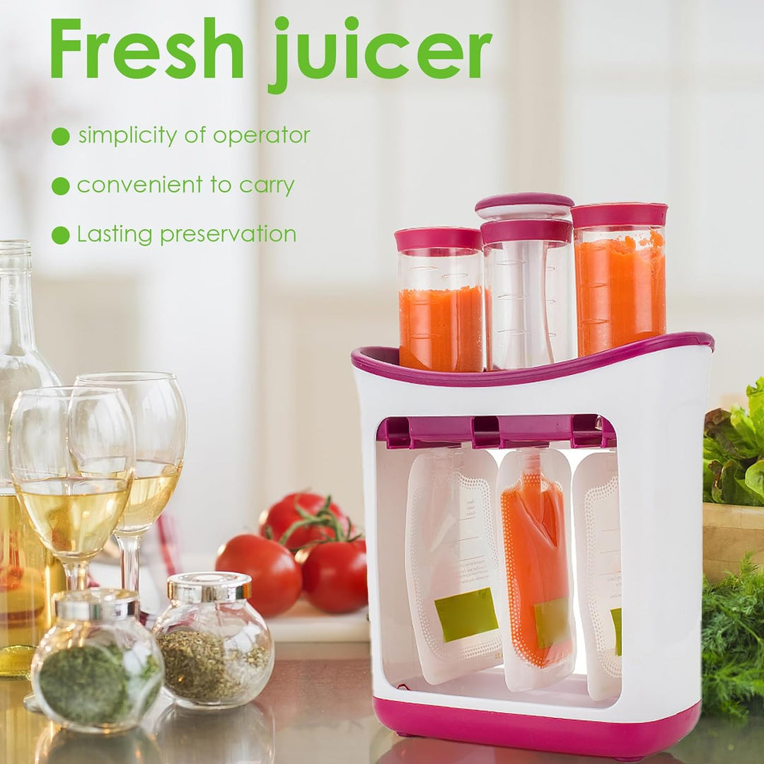 Infantino Squeeze Station,Quetschstation für Babynahrung mit 10 Quetschbeutel,Baby Lebensmittel BPA