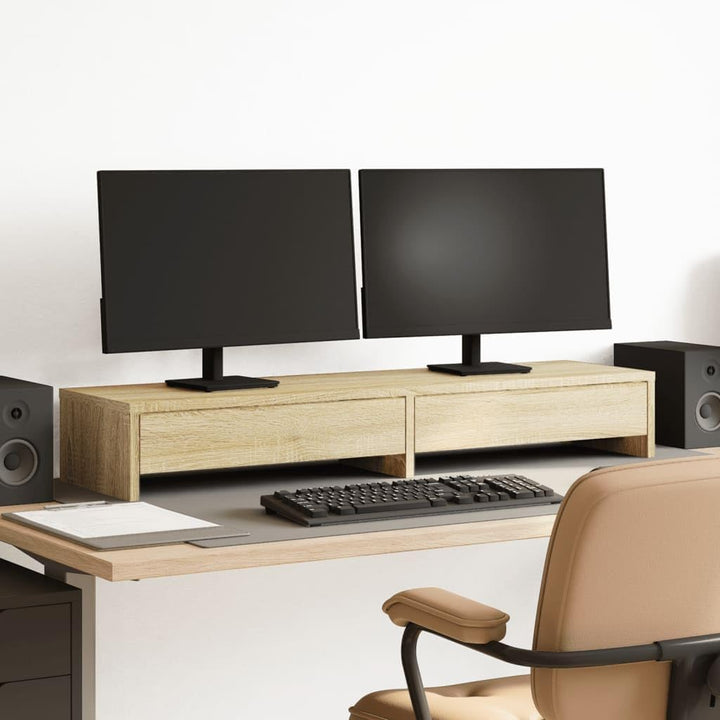 vidaXL Monitorständer mit Schubladen Sonoma-Eiche 100 x 27 x 15 cm Holzwerkstoff 100 x 27 x 15 cm So