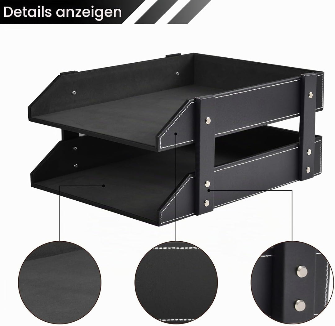 Schreibtisch-Organizer aus Leder, stapelbarer Büro-Aktenordner, Dokumentenfach für Akten, Ordner, Br