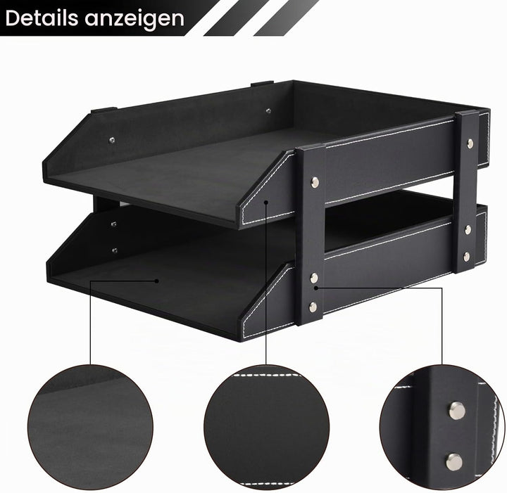 Schreibtisch-Organizer aus Leder, stapelbarer Büro-Aktenordner, Dokumentenfach für Akten, Ordner, Br