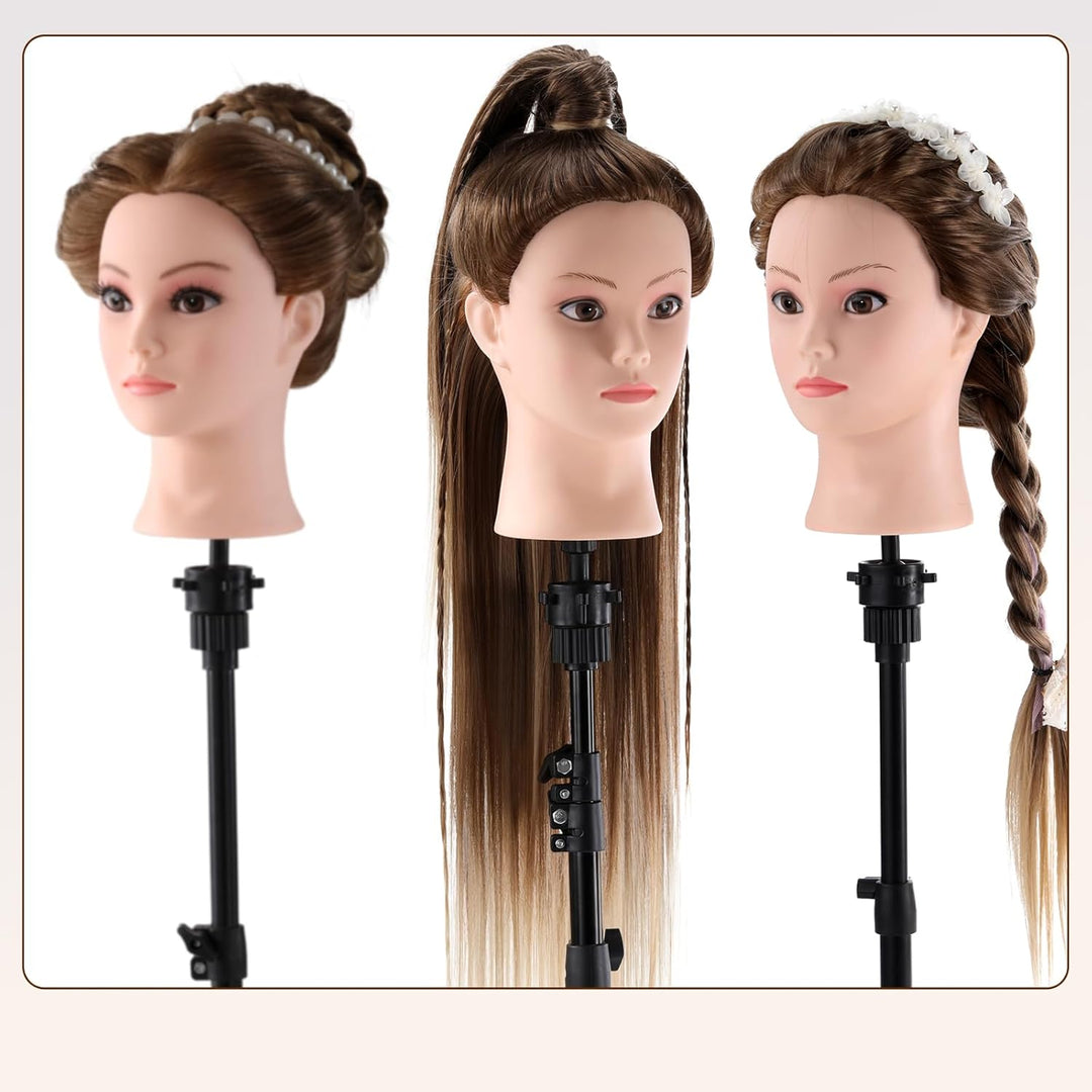 Frisierkopf Echthaar Friseur Übungskopf 24 Zoll Frisieren Trainingsköpfe für Friseure Ausbildung Kop