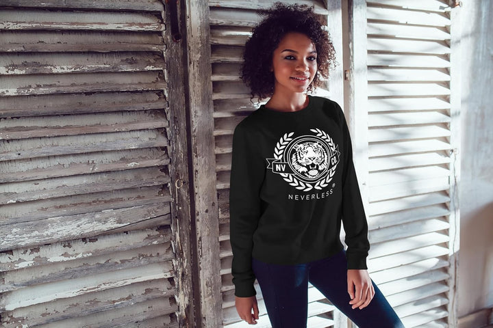 Neverless® Sweatshirt Damen Schriftzug Oldschool Print Tiger Pullover Bedruckt Rundhals Pulli Sweate