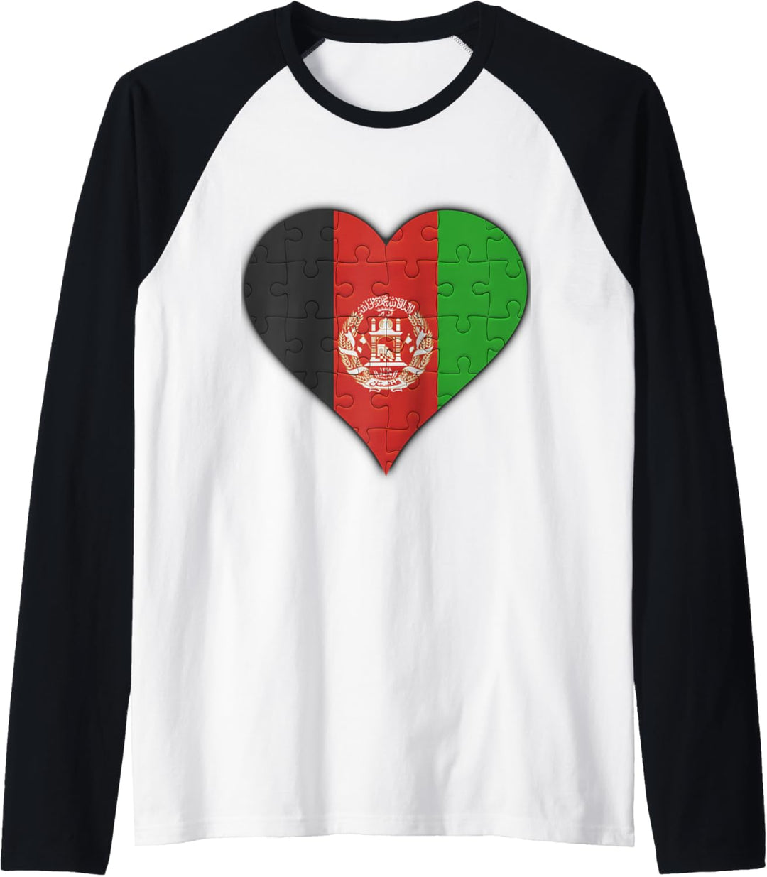 Afghanistan Afghanistani Flagge Herz Raglan