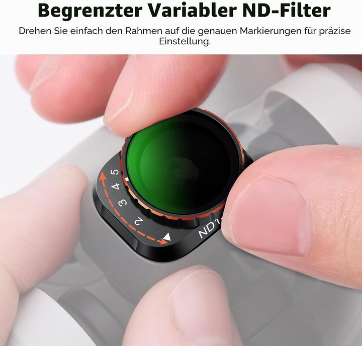 NEEWER Variabler ND Filter kompatibel mit DJI Mini 3 Pro, ND2-32 1-5 Snap Stop aus mehrschichtigem o