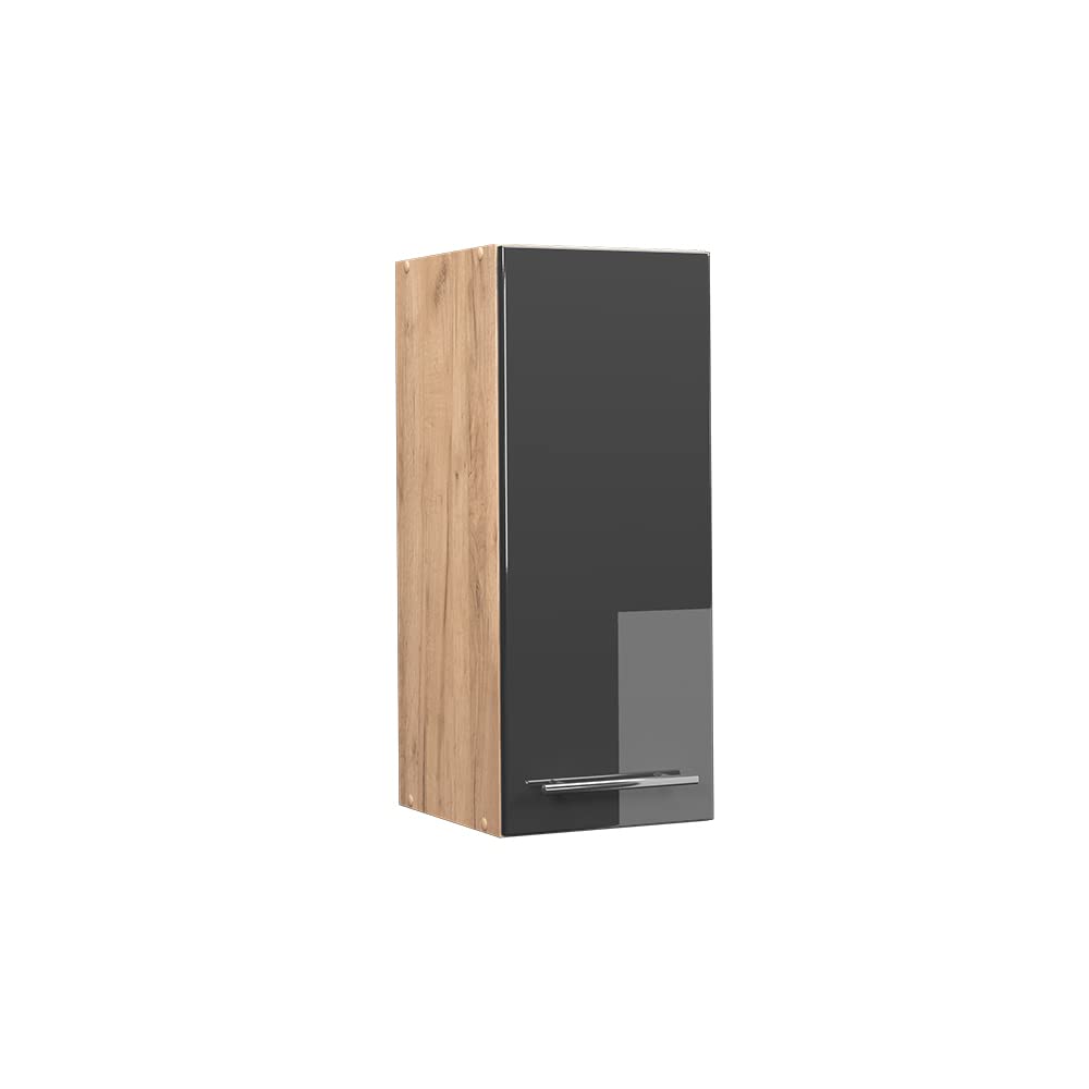 Vicco Hängeschrank Fame-Line, Anthrazit Hochglanz/Goldkraft Eiche, 30 cm Hängeschrank 30 cm Anthrazi