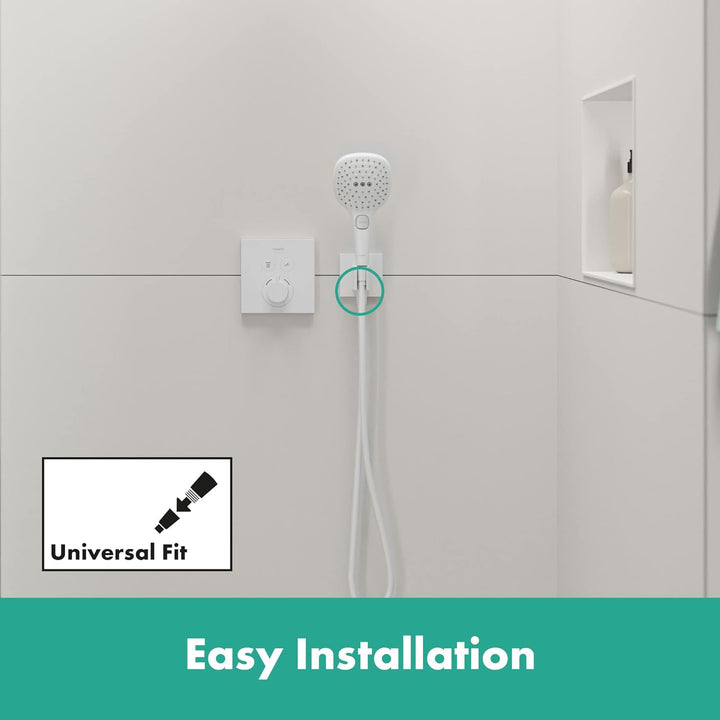 hansgrohe Wandanschluss mit Duschkopfhalterung FixFit E, Mattweiss, Mattweiss