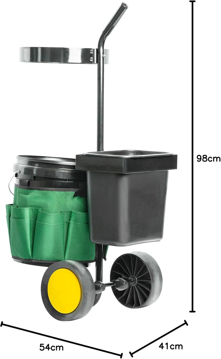 UPP Garten- & Werkzeugtrolley I Transportwagen mit 12 & 20 L Eimer | Gerätehalter und Tasche mit 12