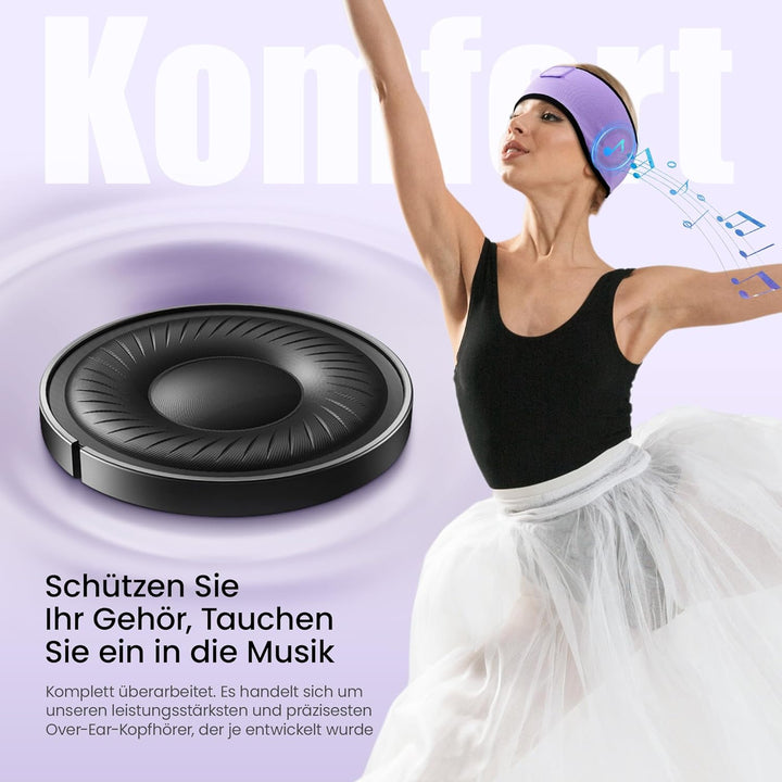 LC-dolida Schlafkopfhörer Bluetooth Stirnband Kopfhörer, Ultraweiche Bambus-Baumwoll Schlafkopfhörer