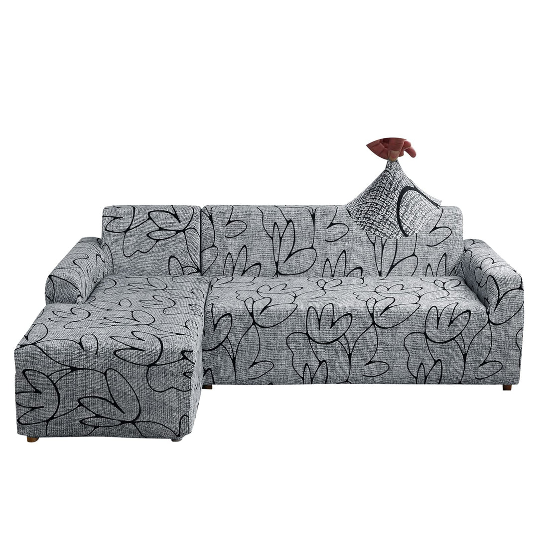 Jaotto Sofa Überwürfe Sofabezug Elastische Spandex Stretch Sofabezüge Couchbezug für L-Form Sofa Uni