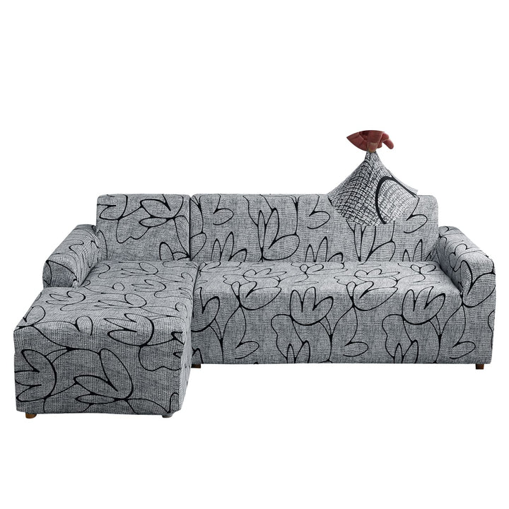 Jaotto Sofa Überwürfe Sofabezug Elastische Spandex Stretch Sofabezüge Couchbezug für L-Form Sofa Uni