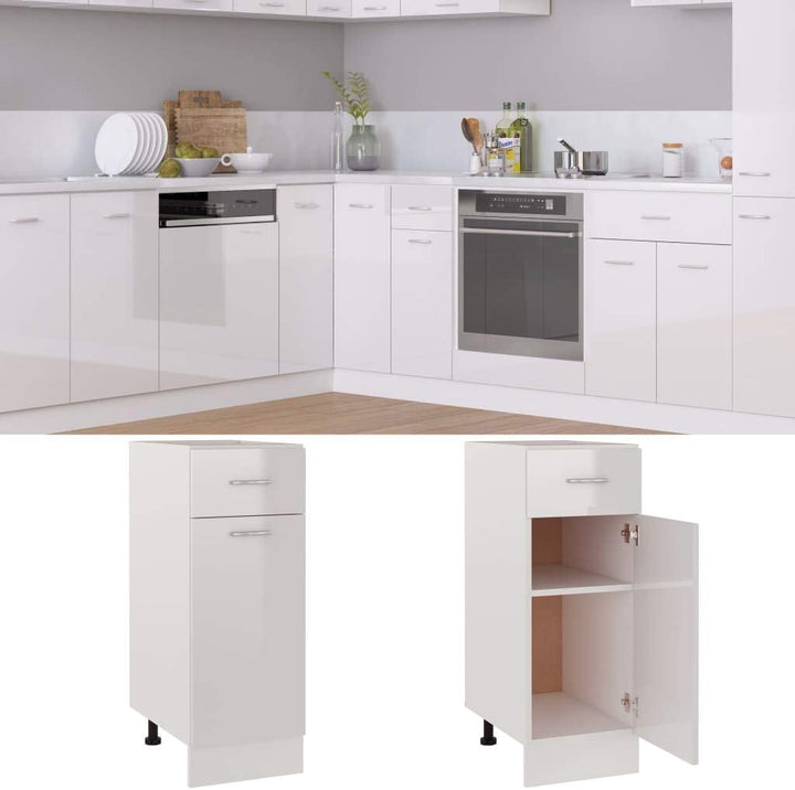 homiuse Schubunterschrank Hochglanz-Weiss 30x46x81,5 cm Kommode Weiss KüChenschrank Kommode Mit Schu