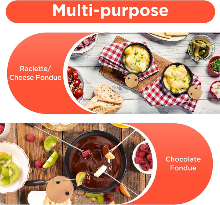 4 Stück Mini Raclette Grill Set, Teelicht-Raclette antihaftbeschicht, Raclette Teelichtofen, Antihaf