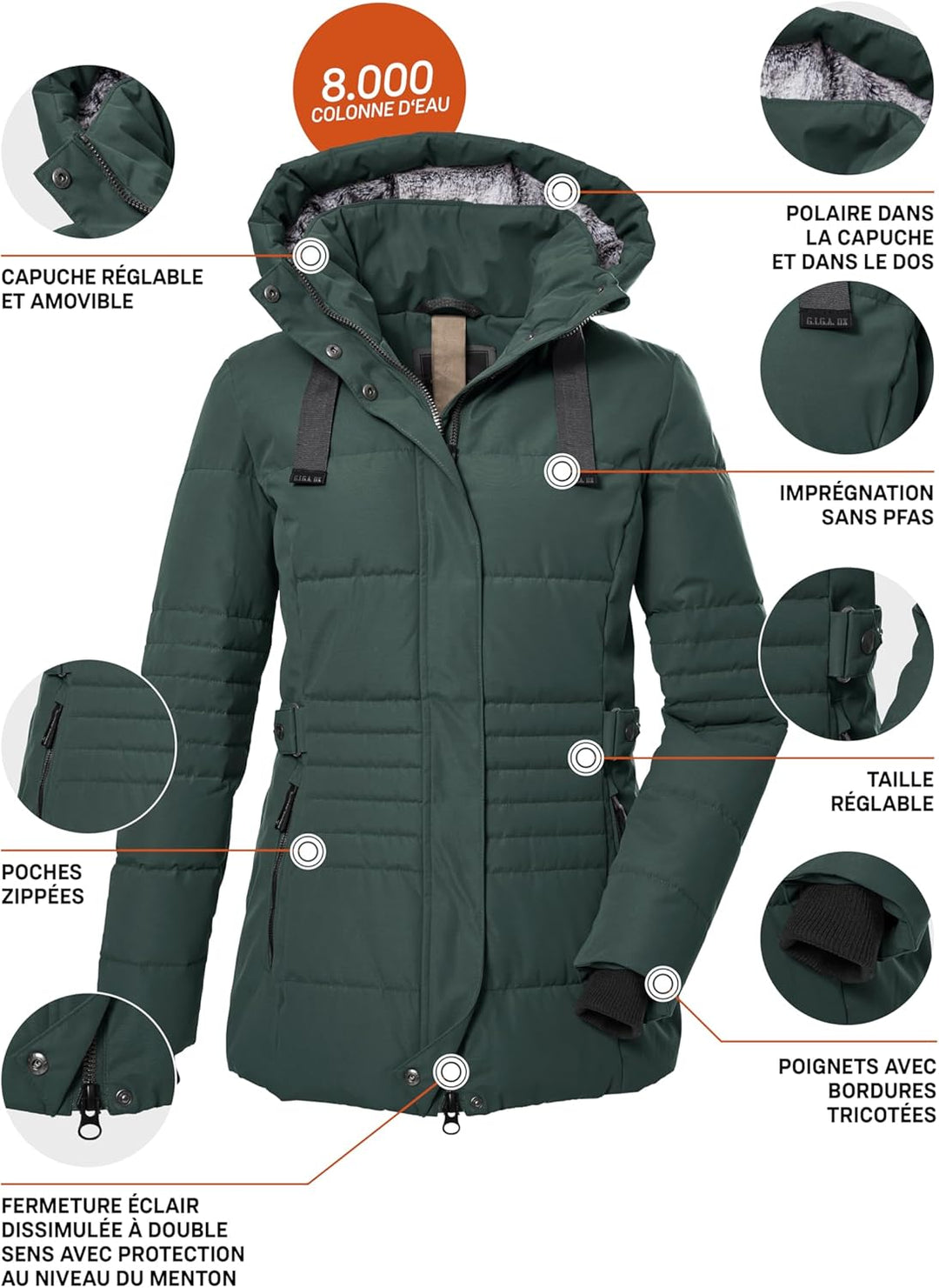 G.I.G.A. DX Damen Gw 25 Wmn Qltd Jckt Steppjacke mit abzippbarer Kapuze/Funktionsjacke in Daunenopti
