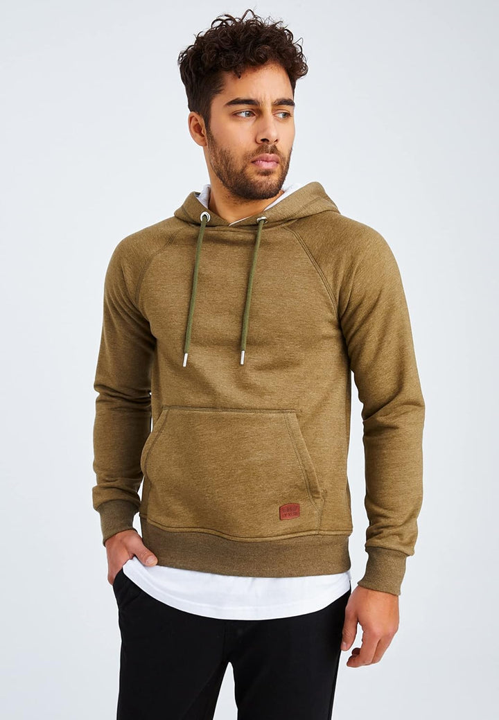 Leif Nelson Herren Pullover Hoodie Kapuzenpullover Longsleeve Basic Sweatshirt Sweater LN8153 S Khak