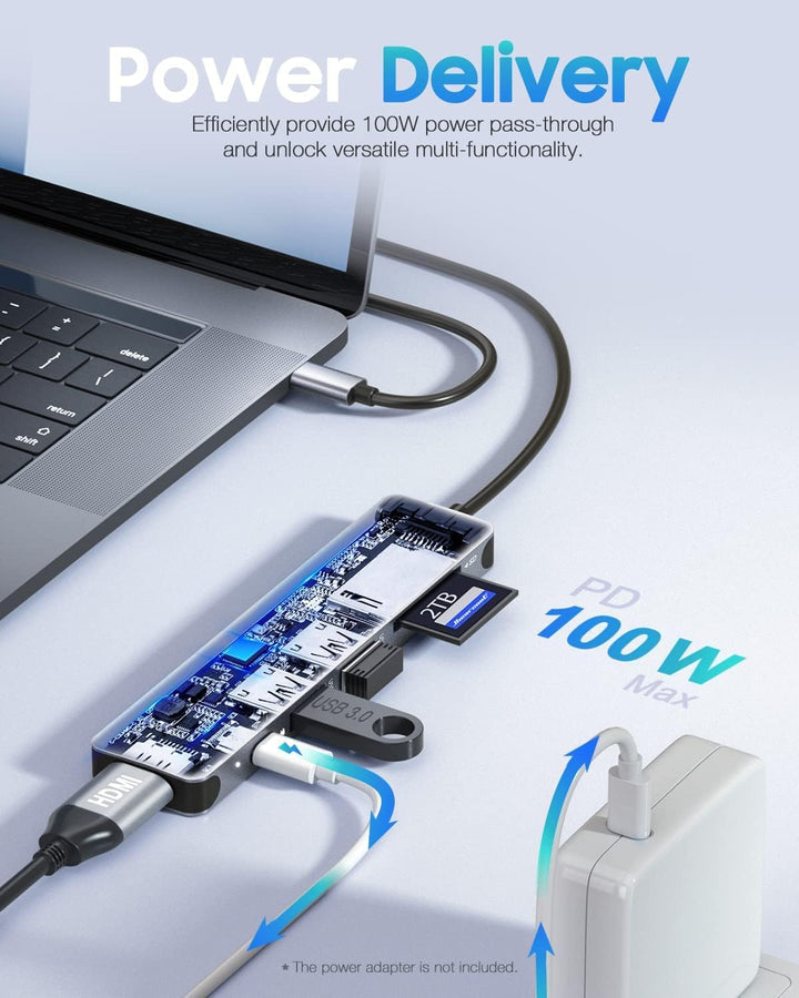 Hiearcool USB C Hub, Multi-Port Adapter für MacBook Pro, 7 in 1 Dongle kompatibel für USB C Laptops