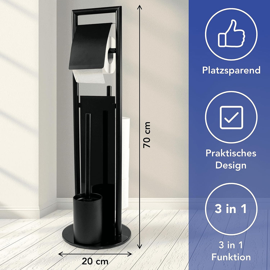 WENKO Stand WC-Garnitur Ravina mit integriertem Toilettenpapierhalter und WC-Bürstenhalter, in rostf
