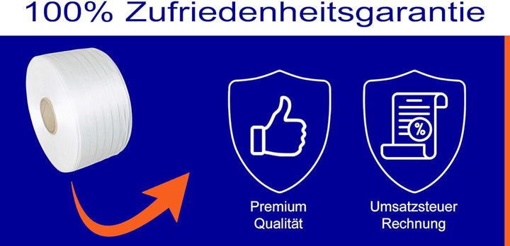 3 ROLLEN x 500m | 9mm Polyester Umreifungsband | 250kg Bruchlast | Polyesterband für optimale Ladung