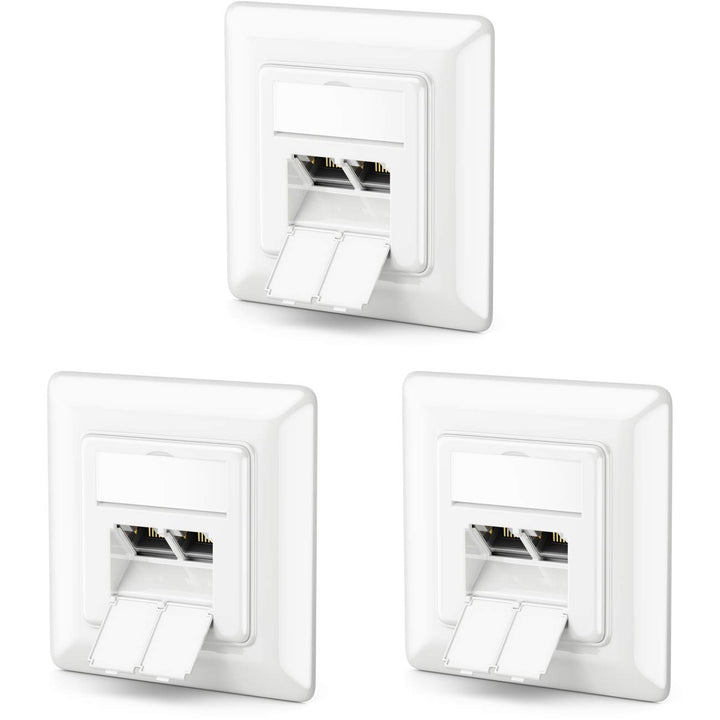 deleyCON 3x CAT6a Netzwerkdose 2x RJ45 Buchse Geschirmt Unterputz Montage 10 Gbit Ethernet Netzwerk