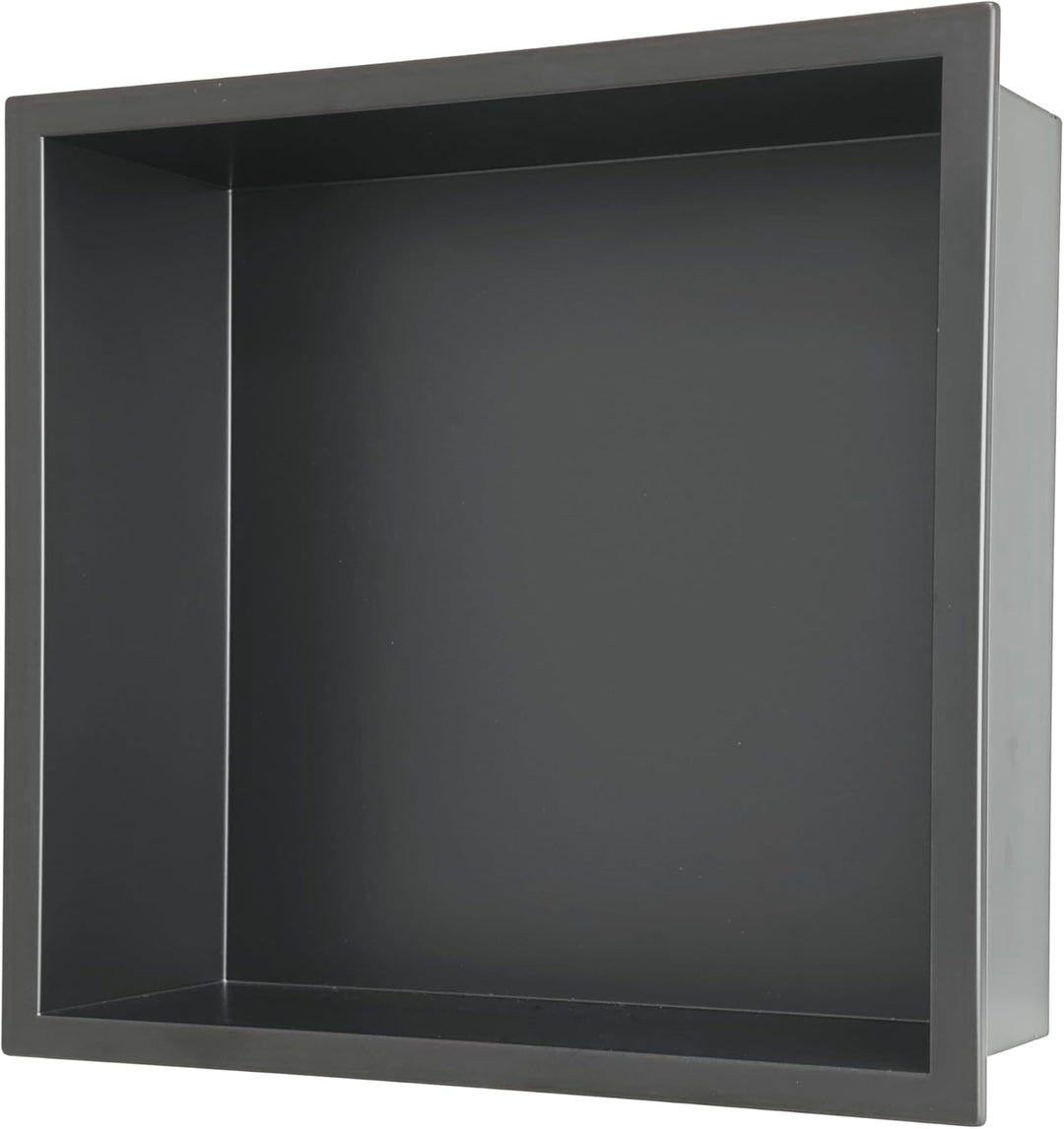 Wandmontierter Duschschrank Schwarz 30x30x10 cm Edelstahl-Duschablage mit unterputziger Basis, geeig
