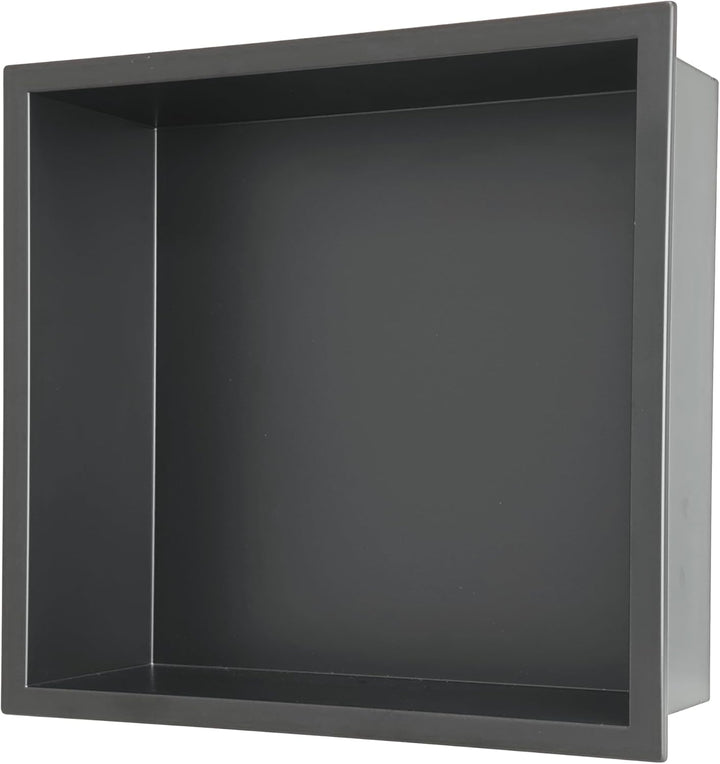 Wandmontierter Duschschrank Schwarz 30x30x10 cm Edelstahl-Duschablage mit unterputziger Basis, geeig