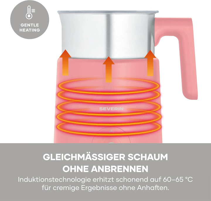 Severin Induktions-Milchaufschäumer, elektrischer Milchschäumer mit Edelstahlbehälter, kaltes und wa