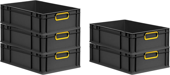 PROREGAL Eurobox NextGen Color | HxBxT 17x40x60cm | 34 Liter | Griffe gelb geschlossen | Schwarz | E