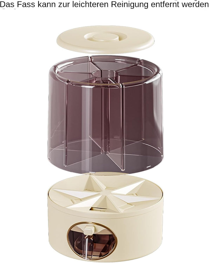 Generisch Rotating Rice Bucket, Click Output Food Dispenser, Adorable 6 Grid Rotatings Rice Storage