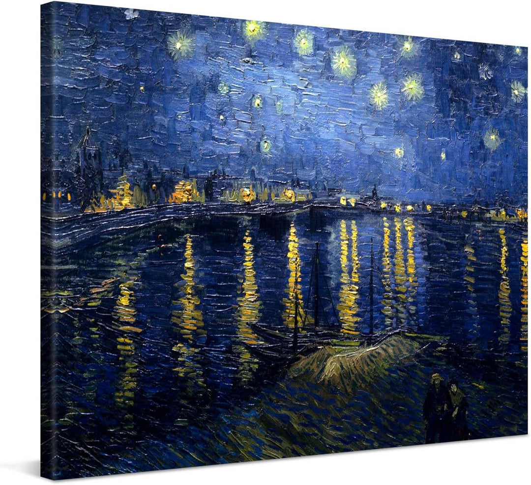 PICANOVA – Vincent Van Gogh Starry Night Over The Rhone 80x60 cm – Bild auf Leinwand – Leinwandbild
