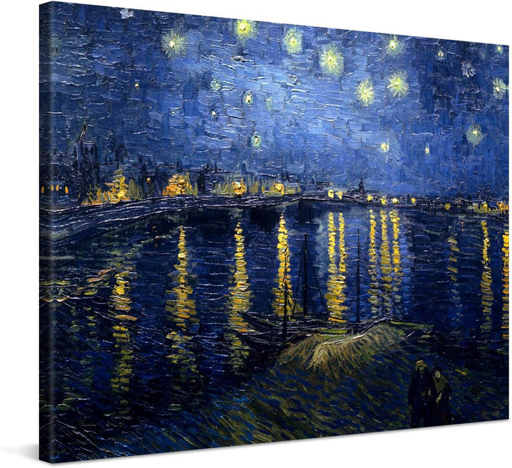 PICANOVA – Vincent Van Gogh Starry Night Over The Rhone 80x60 cm – Bild auf Leinwand – Leinwandbild