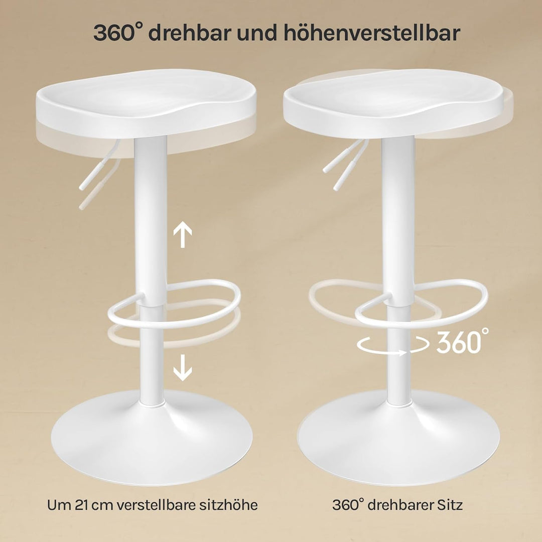 WOLTU Barhocker 2er Set, Hocker höhenverstellbar, Massivholz, Weiss | Barstuhl mit Sattelsitz Fussst