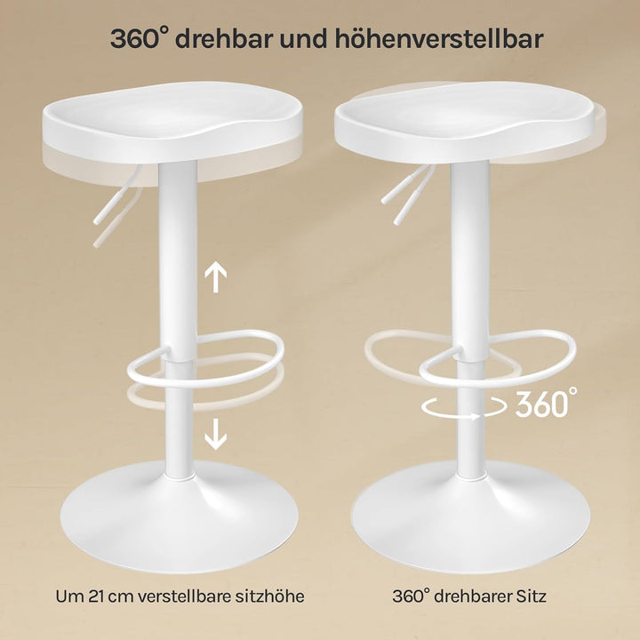 WOLTU Barhocker 2er Set, Hocker höhenverstellbar, Massivholz, Weiss | Barstuhl mit Sattelsitz Fussst