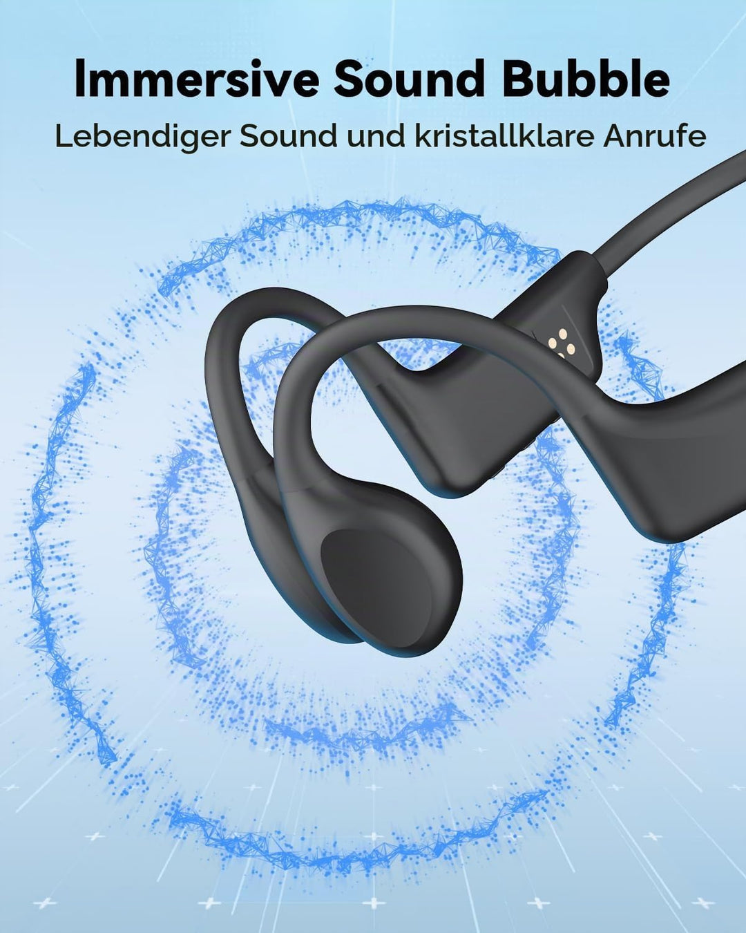 MONODEAL Knochenschall Kopfhörer Schwimmen Bluetooth 6.0 IPX8 Unterwasser 32G MP3 Open-Ear Bone Cond