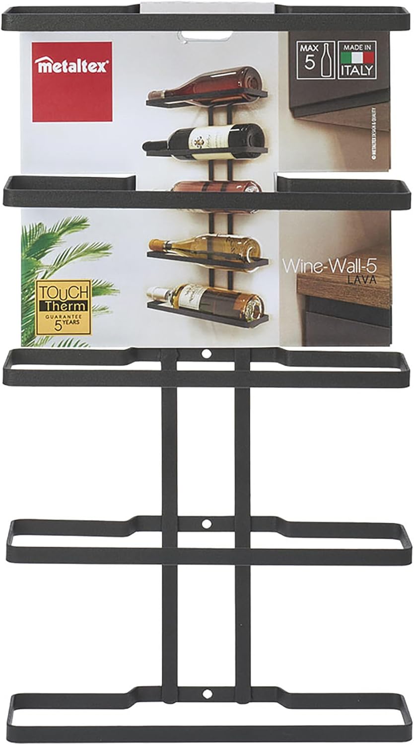Metaltex 382925000 Wine-Wall Lava Flaschenregal 5er