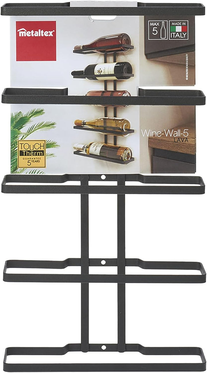 Metaltex 382925000 Wine-Wall Lava Flaschenregal 5er