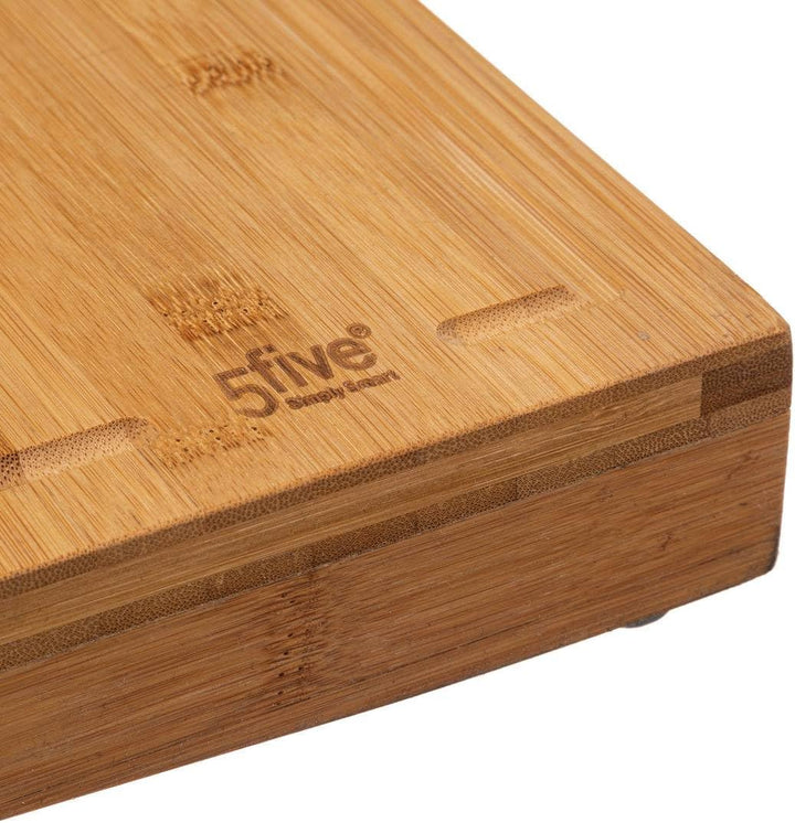 5five – 52 x 58 cm Bambus-Kochfeldabdeckung (3-in-1). Schneidebrett aus Holz, Spritzschutz und Kochf