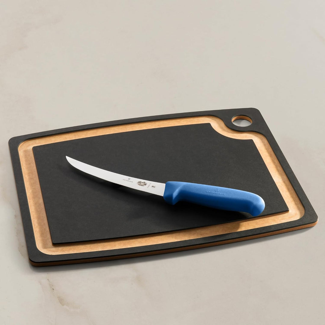 Victorinox Fibrox Ausbeinmesser, Scharfes Küchenmesser für Fleisch und Geflügel, 15 cm, Gebogene Kli