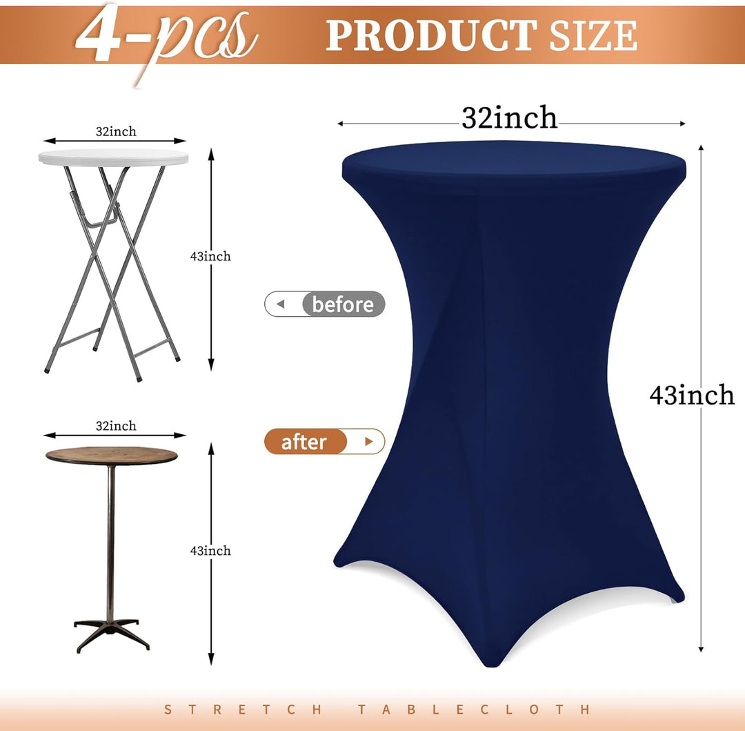 Showgeous 4er-Set Stretch Stehtisch Husse für Bistrotisch Ø 80-85 cm Cocktail Tisch-Überzug Husse, V