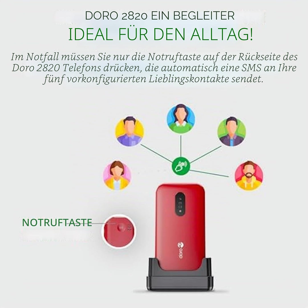 Doro 2820 4G Klapphandy für Senioren, entsperrt - Grosse sprechende Tasten - Kamera - Bluetooth - No